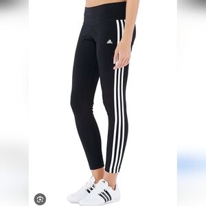 adidas Black Climalite Leggings with White 3-Stripes